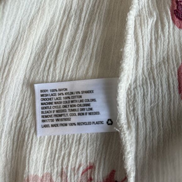 Xhilaration Sundress Women S Ivory Multi Pink Floral Sleeveles Lace Cottage Boho - Picture 4 of 12